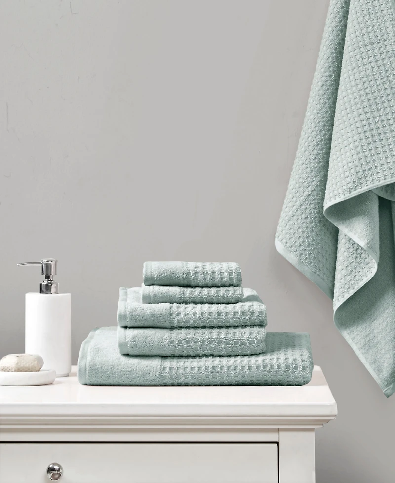 Madison Park Spa Waffle Jacquard Luxury Combed Cotton 6-Pc. Bath Towel Set