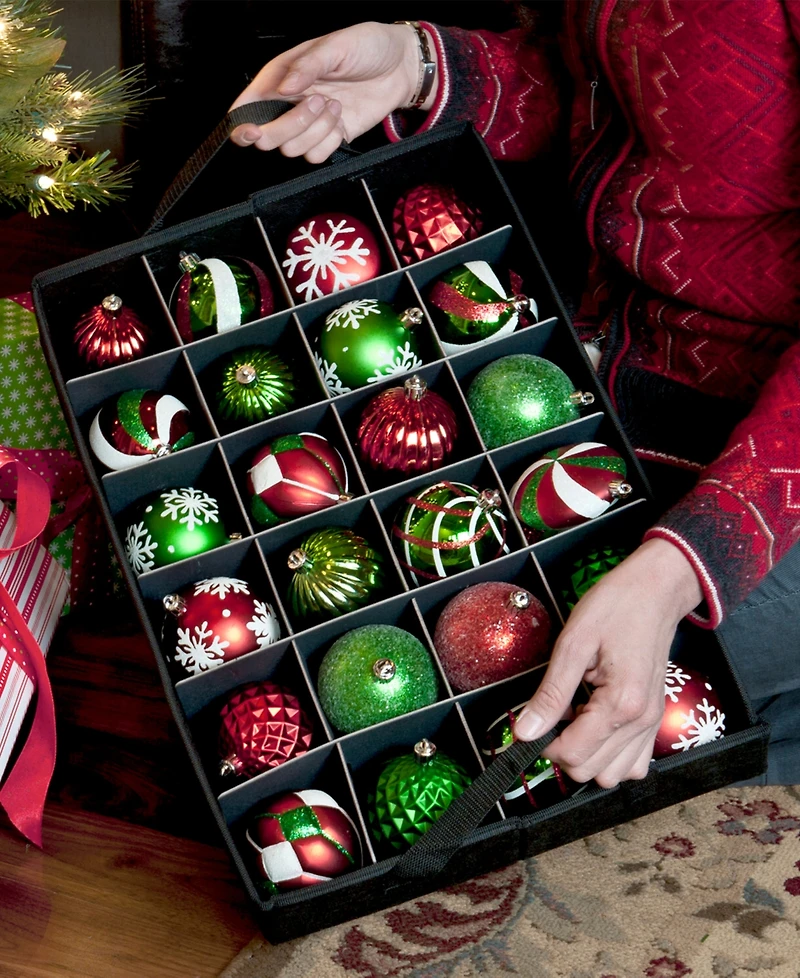Santa's Bag 2 Tray Christmas Ornament Storage Box with Clear Lid