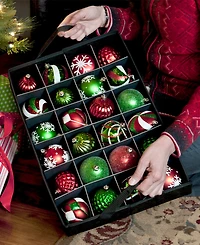 Santa's Bag 2 Tray Christmas Ornament Storage Box with Clear Lid