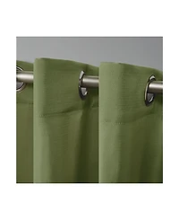 Exclusive Home Delano Heavyweight Textured Indoor/Outdoor Grommet Top Curtain Panel Pair