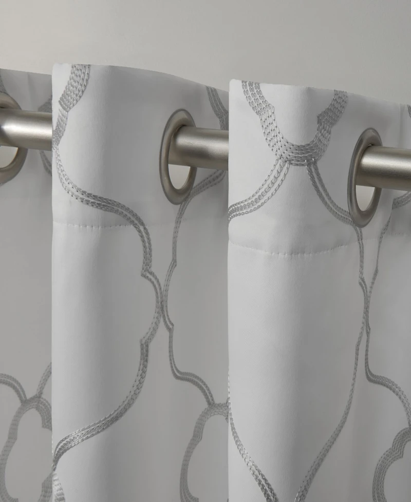 Exclusive Home Belmont Embroidered Woven Blackout Grommet Top Curtain Panel Pair, 52" x 84"