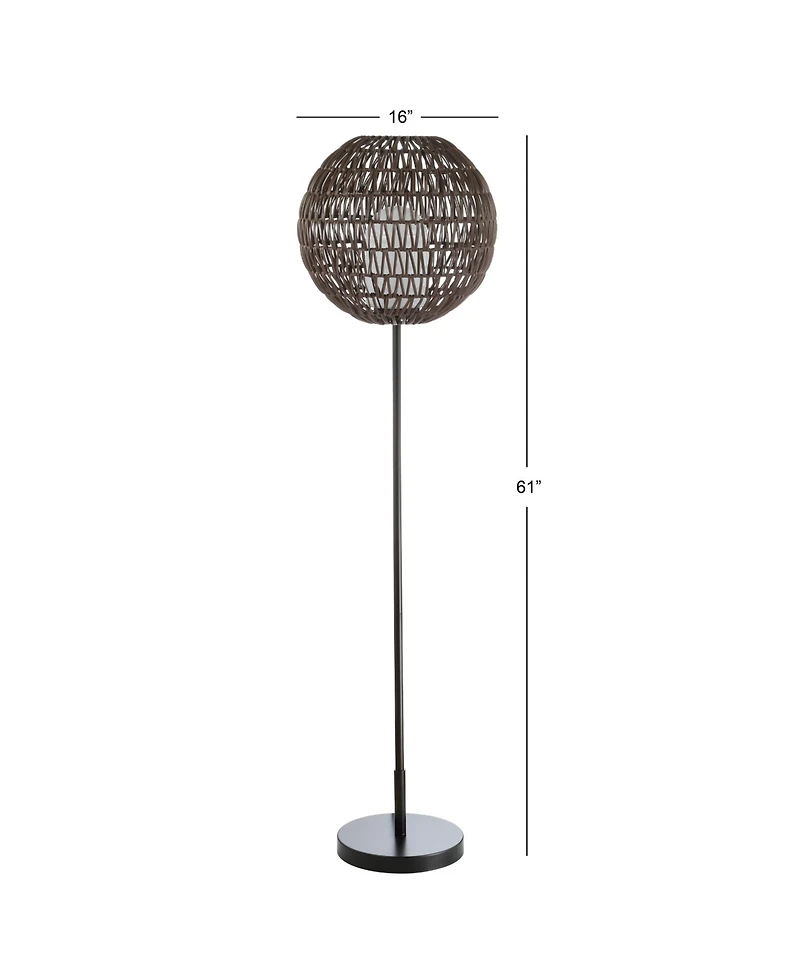 Jonathan Y Bea 61" Outdoor Woven Globe Led Floor Lamp