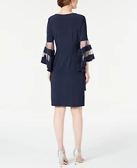 R & M Richards Rhinestone Faux-Wrap Dress