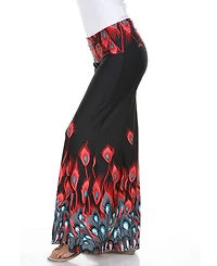 White Mark Peacock Printed Palazzo Pants
