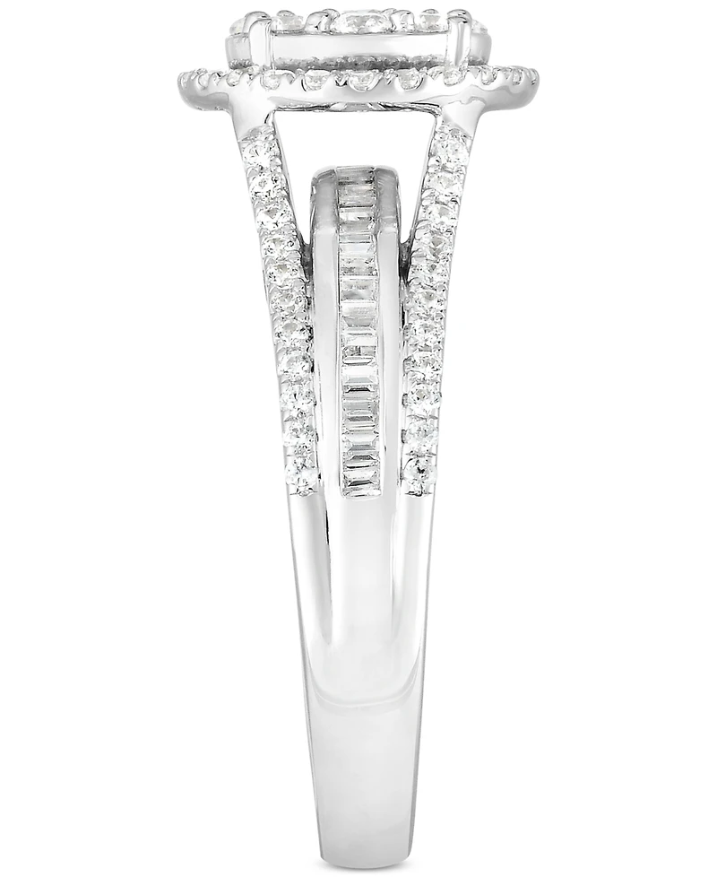 TruMiracle Diamond Round Halo Cluster Engagement Ring (1 ct. t.w.) in 10k White Gold