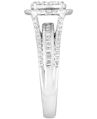 TruMiracle Diamond Round Halo Cluster Engagement Ring (1 ct. t.w.) in 10k White Gold