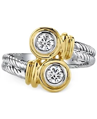 Diamond Twist Ring (1/3 ct. t.w.) 14k White & Yellow Gold