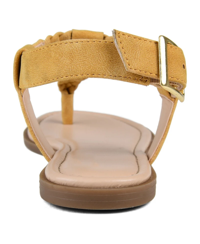 Journee Collection Women's Genevive Braided T-Strap Flat Sandals