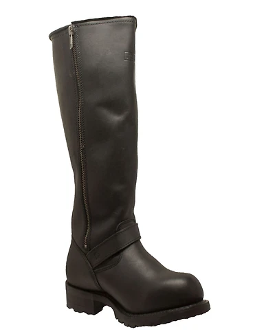 RideTecs Men's 16" Engineer Zipper Biker Boot Black