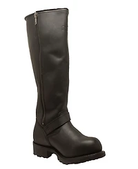 RideTecs Men's 16" Engineer Zipper Biker Boot Black