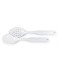 Golden Rabbit Solid White Enamelware Collection 2 Piece Spoon Set