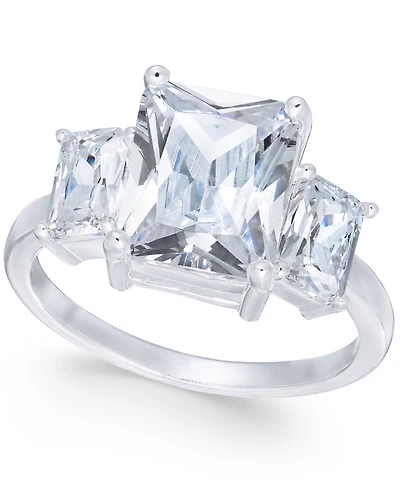 Charter Club Fine Silver Plate Triple-Crystal Ring, Created for Macy's