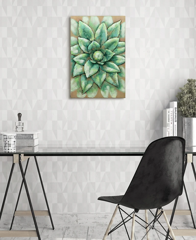 Empire Art Direct 'Succulent 2' Mixed Media Iron Hand Painted Dimensional Wall Sculpture - 24" x 16"