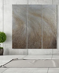Empire Art Direct Gold Waves 3-Piece Textured Metallic Hand Painted Wall Art Set by Martin Edwards, 60" x 20" x 1.5"