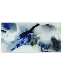 Empire Art Direct 'Blue Splash' Frameless Free Floating Tempered Art Glass Wall Art - 72" x 36''