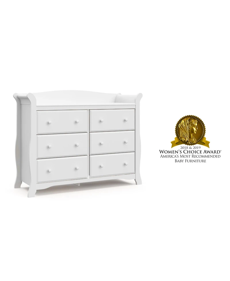 Storkcraft Avalon 6 Drawer Universal Double Dresser - White