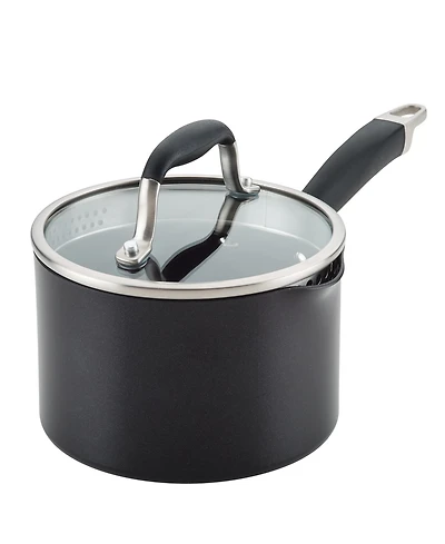 Anolon Advanced Home Hard-Anodized Nonstick Straining Saucepan, 2-Quart