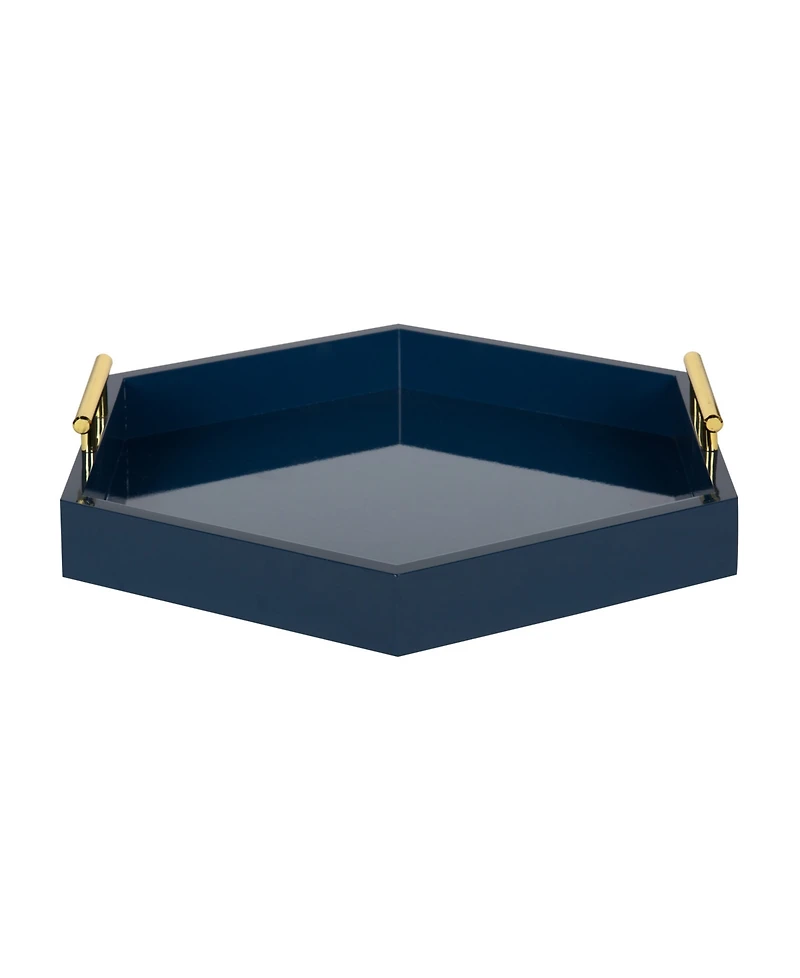 Kate and Laurel Lipton Hexagon Decorative Tray with Metal Handles - 18" x