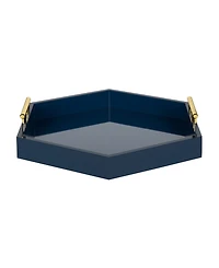 Kate and Laurel Lipton Hexagon Decorative Tray with Metal Handles - 18" x