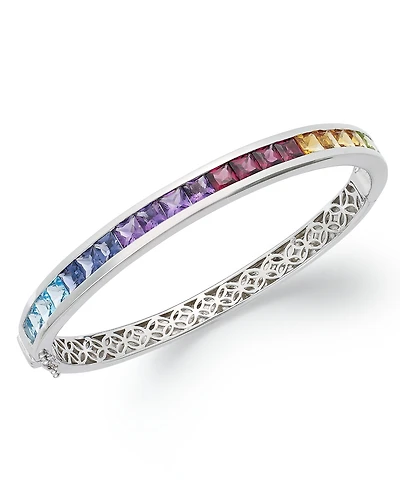 Gemstone Bangle Bracelet (8 ct. t.w.) Sterling Silver