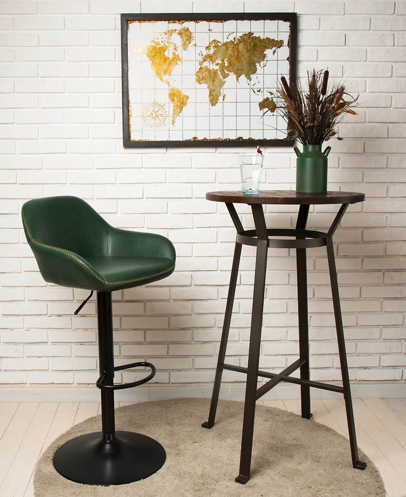 Glitzhome Mid-Century Modern Vintage Leatherette Gaslift Adjustable Swivel Bar Stool Set of 2