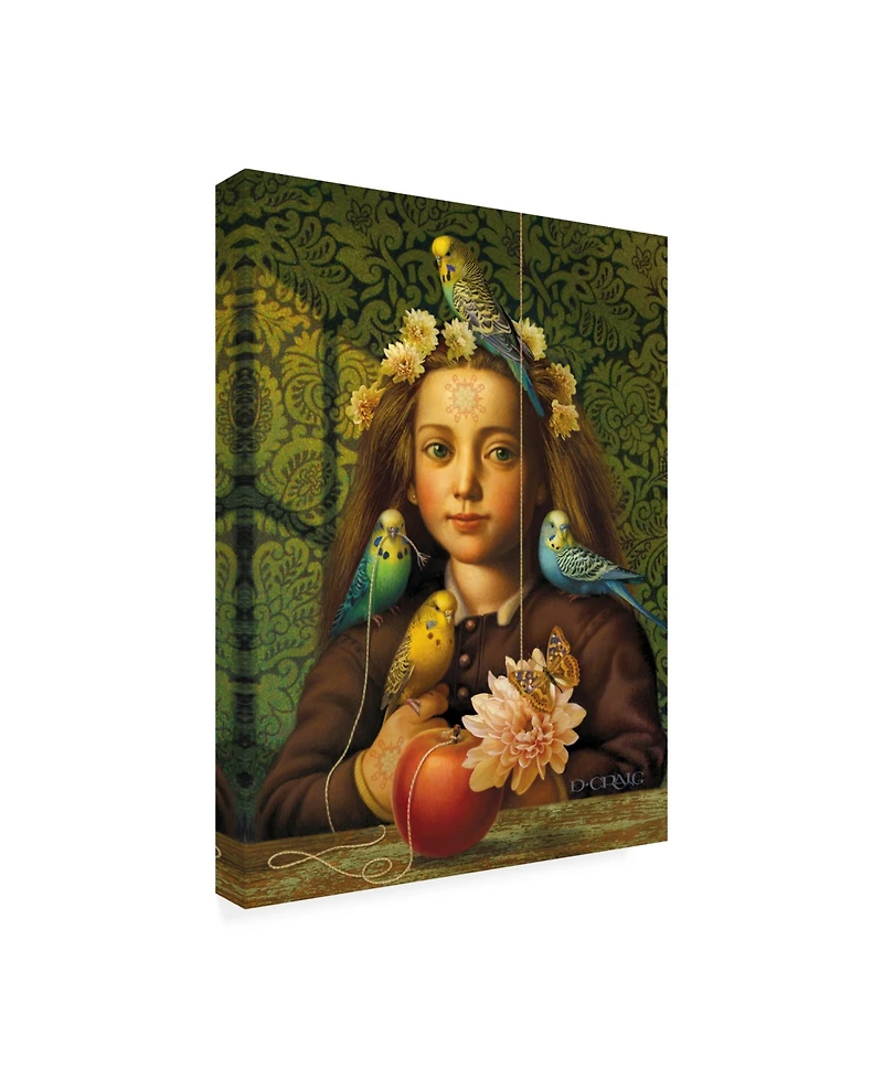 Dan Craig Girl with Parakeets Canvas Art - 15.5" x 21"