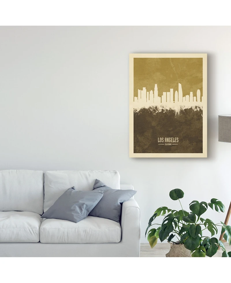 Michael Tompsett Los Angeles California Skyline Brown Canvas Art - 15" x 20"
