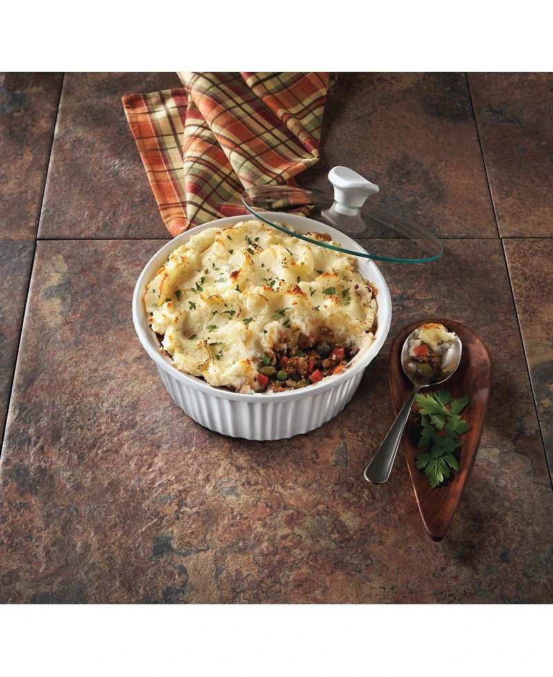Corningware French White 1.5-Qt. Round Casserole with Glass Lid