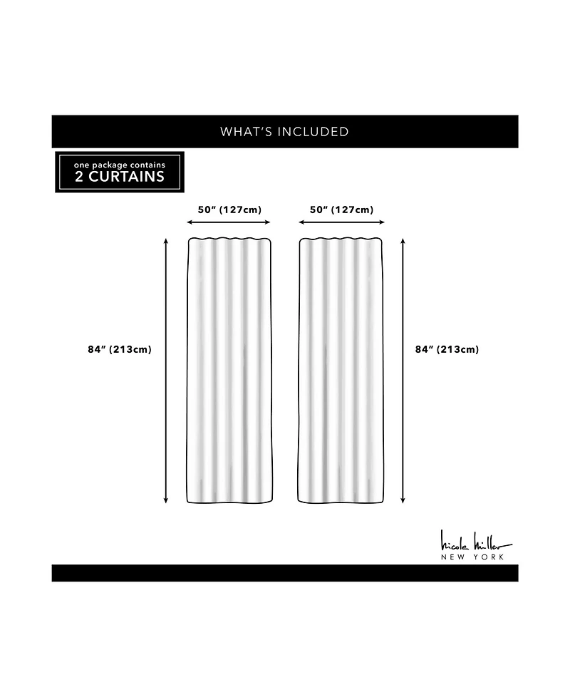 Nicole Miller Textured Matelasse Hidden Tab Top Curtain Panel Pair, 50" X 84"