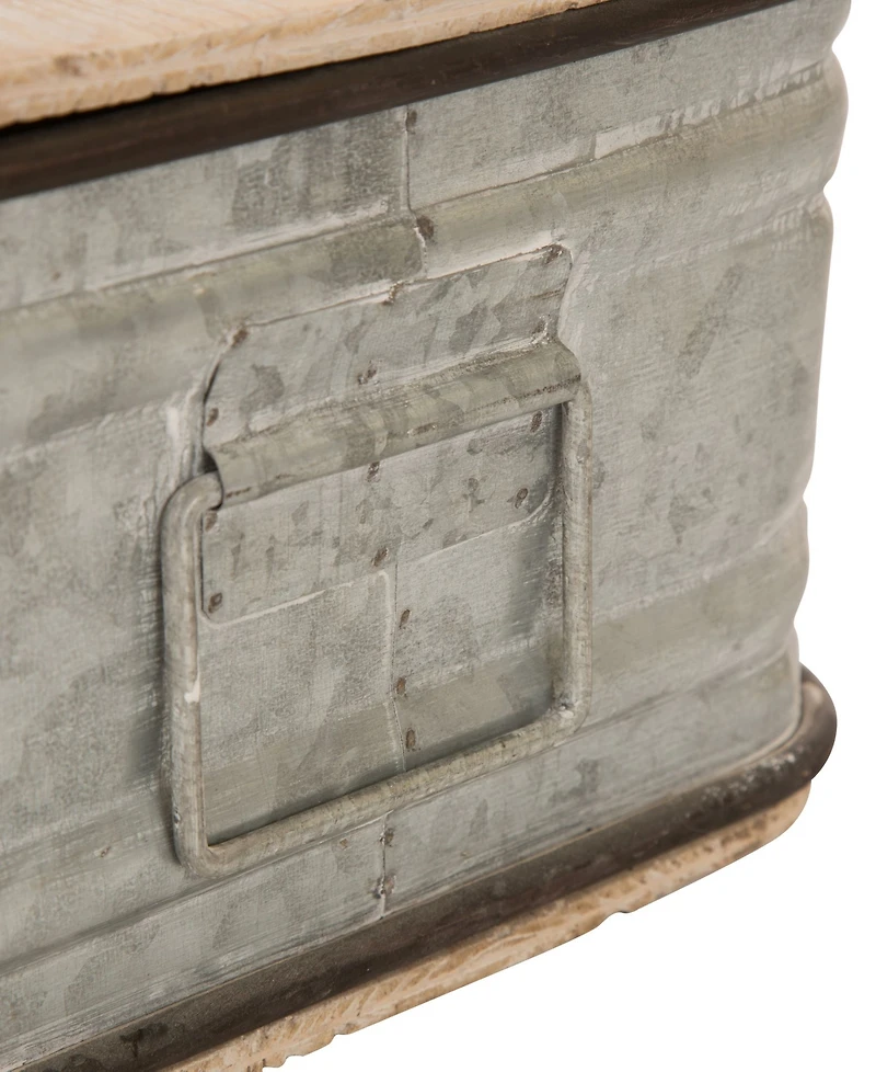 Glitzhome Set of 2 Galvanized Wood Storage Chests