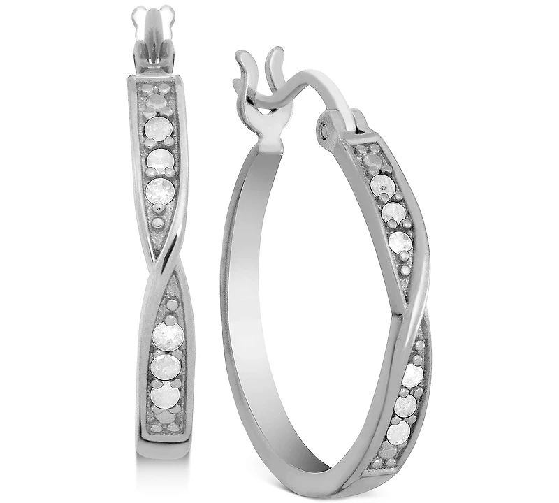 Diamond (1/10 ct. t.w.) Bypass Hoop Earrings in Sterling Silver