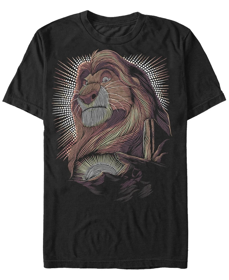 Disney Men's Lion King Mufasa Pride Rock Dot Art Retro Portrait Short Sleeve T-Shirt