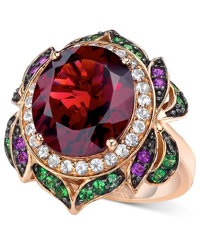 Le Vian Crazy Collection Garnet (7-5/8 ct. t.w.) and Multi-Stone Round Flower Ring in 14k Rose Gold (Also Available in London Blue Topaz)