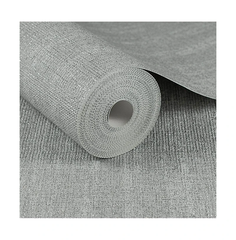 Graham Brown Chenille Grey and Silver Wallpaper