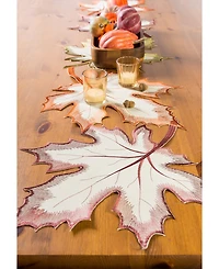 Design Imports Embroidered Maple Leaves Table Runner