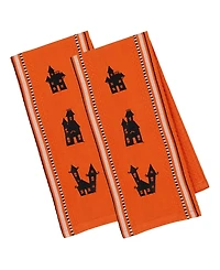 Design Imports Haunted Houses Embroidered Dishtowel
