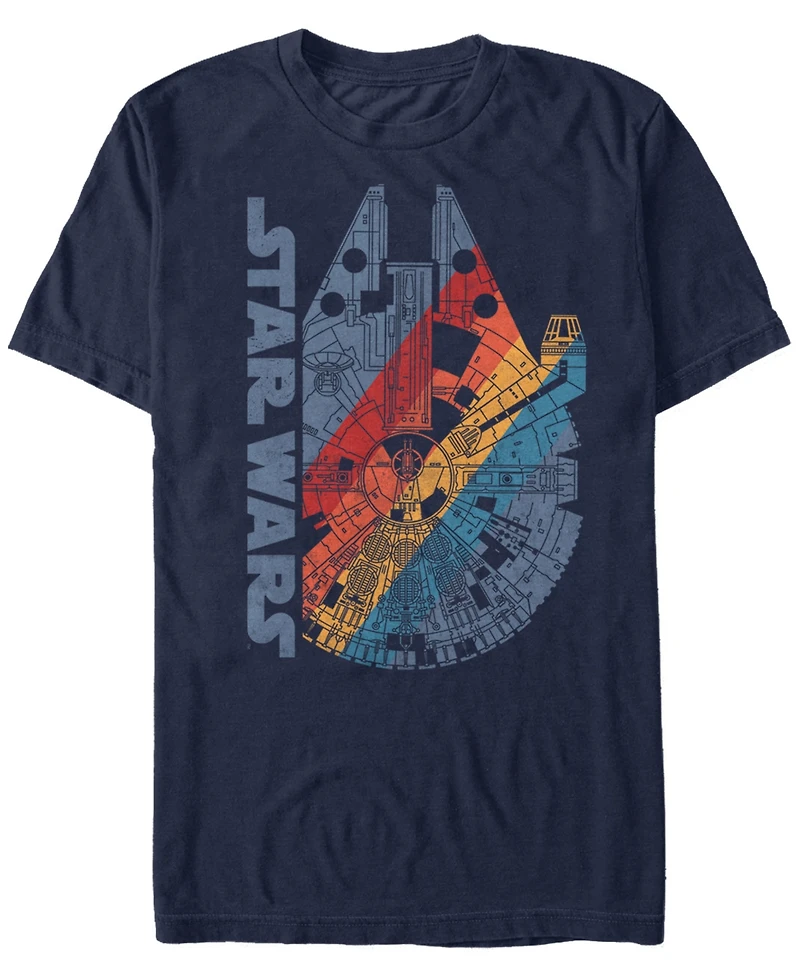 Star Wars Men's Classic Rainbow Millennium Falcon Logo Short Sleeve T-Shirt