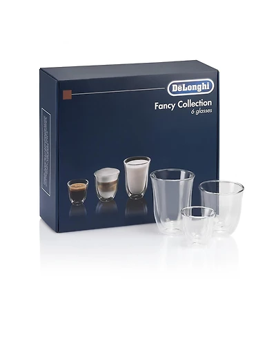 De'Longhi Fancy Collection 6 Glass Set - 2 Espresso, 2 Cappuccino, 2 Latte Macchiato Glasses