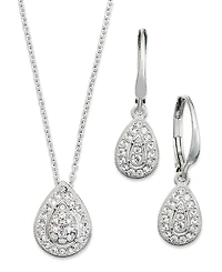 Eliot Danori Rhodium-Plated Crystal Teardrop Earrings and Pendant Necklace Set, Created for Macy's