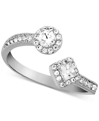 Essentials Crystal Open Ring in Silver-Plate