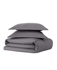Brooklyn Loom Solid Cotton Percale 3-Pc. Duvet Cover Set, Full/Queen