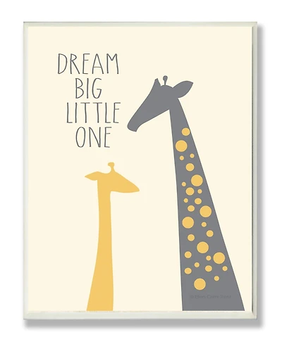 Stupell Industries Home Decor Dream Big Little One with Giraffes Wall Plaque Art, 12.5" x 18.5"