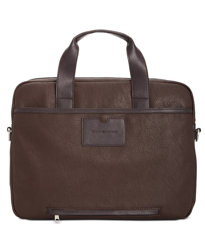 Tommy Hilfiger Men's Pebble Faux-Leather Leo Briefcase