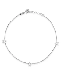 Star Anklet with Adjustable 1" Ext. in 14k White and Yellow Gold