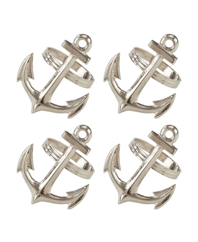 Saro Lifestyle Anchor Design Napkin Ring, Set of 4