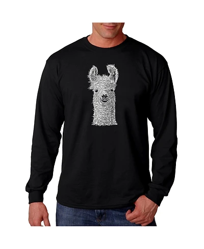 La Pop Art Men's Word Long Sleeve T-Shirt- Llama