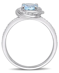 Blue Topaz (1 ct. t.w.) and Diamond (1/6 Swirl Ring 10k White Gold