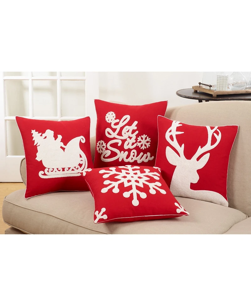 Saro Lifestyle Santas Sleigh Christmas Decorative Pillow, 18" x 18"