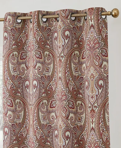 Hlc.me Paris Paisley Decorative Print Damask Pattern Light Reducing Filtering Grommet Window Curtain Panels, Set of 2 (Spice, 50 W x 63 L