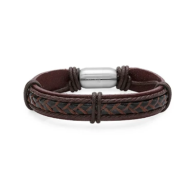 Steeltime Men's Leather String Design Bracelet